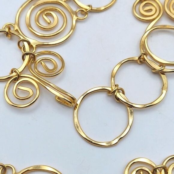 HP NWT Nikolis Creation Hand Made Greece Gold Plated Scroll Necklace & Earrings - Picture 3 of 7